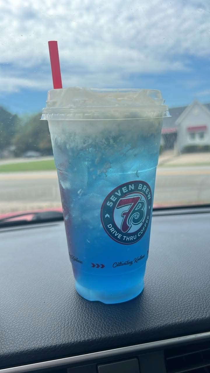 Blue Rasberry Lemonade with watermelon and cold foam